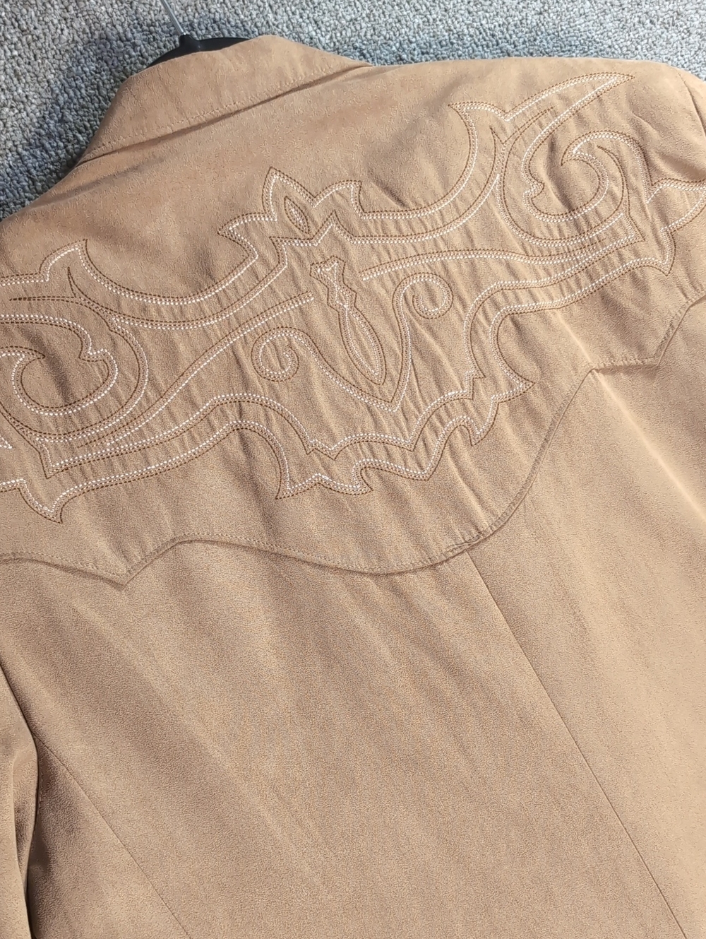 Circle S Dallas TX Embroidered Micro-Suede Sport Coat Size 44R in Western Tan - Picture 11 of 15